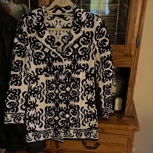 Style & Co. Black and White Floral Cardigan